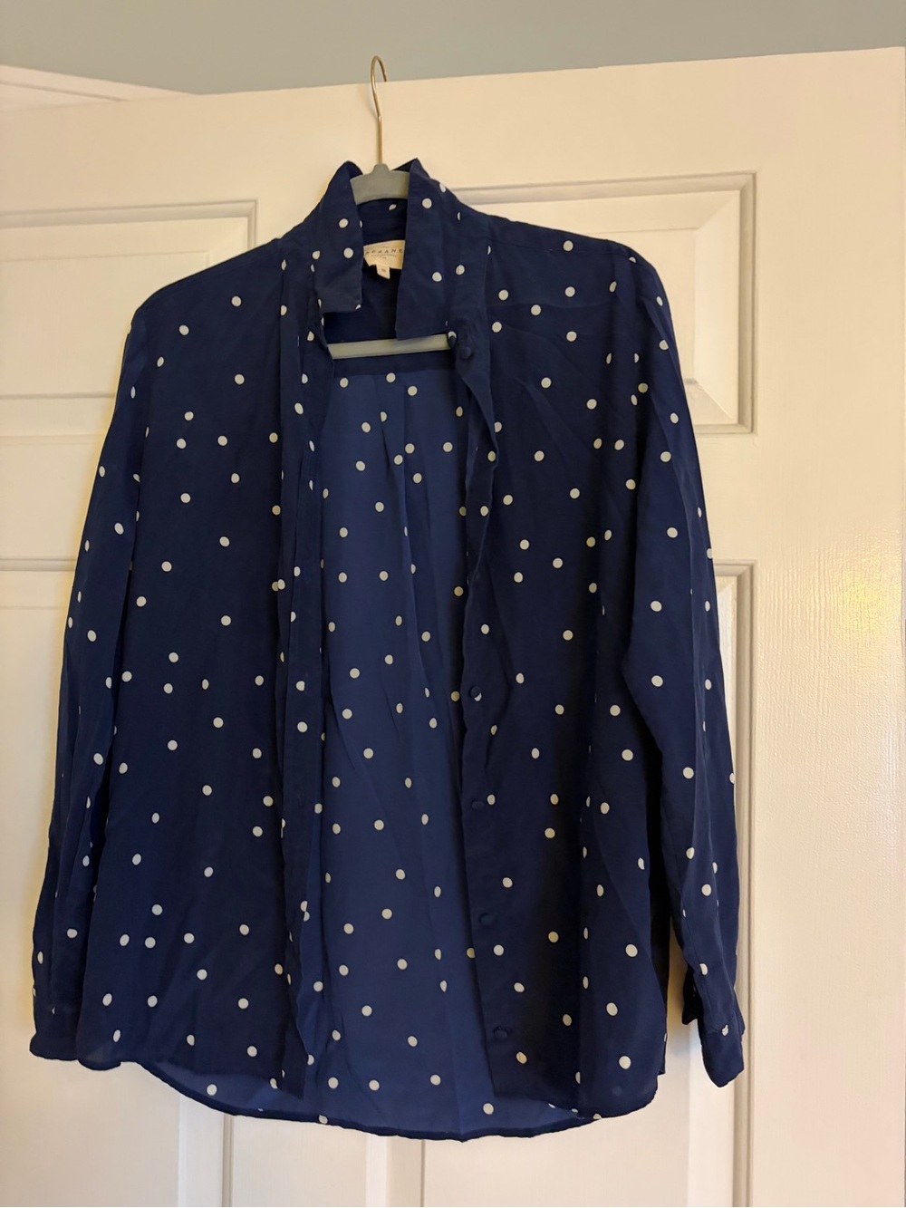 Sezane Ann Shirt Pois Écru Fond Marine - Size 36